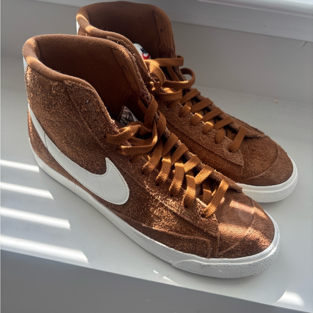 Nike Blazer Mid Suede Sneakers in Brown and White